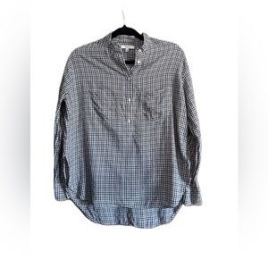 Madewell Elmhurst Check Collarless Popover Plaid. Size XS.